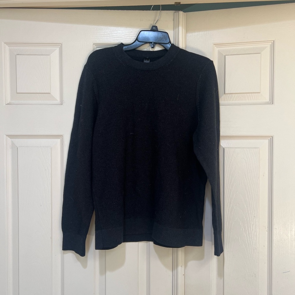 Lululemon Textured Knit Crewneck Sweater Mens Medium Dark Gray Pullover